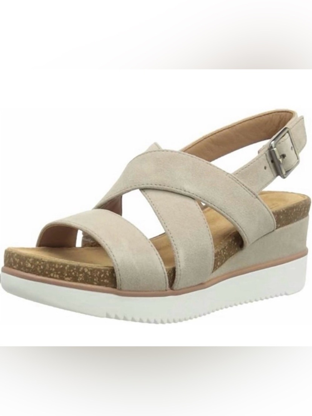 Clarks Unstructured Taupe Suede Platform Sandals Women’s Size 8.5